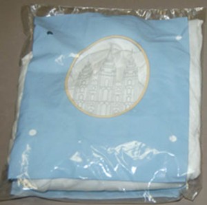 A photo of a package of Mormon undergarments.