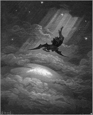 Lucifer Cast Out of Heaven by Dore A painting by Dore, depicting Satan being cast out of the heavens.