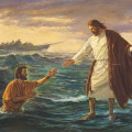 Jesus walking on water to save Peter