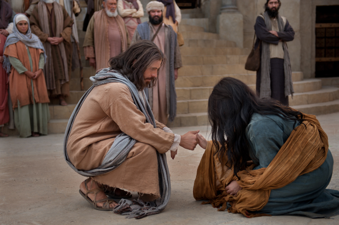 Jesus Christ with the woman taken in adultery