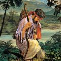 Enos praying to God for the welfare of his soul.