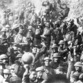 The U.S. 64th regiment celebrating the Armistice of World War I.